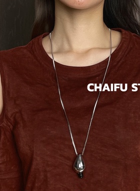 欧美中性风水滴吊坠钛钢长链