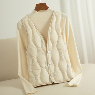 马夹坎肩内搭 女羽绒丝马甲内胆轻薄保暖绒丝背心短款 2024冬季 新款