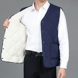 中老年保暖背心内胆爸爸装 棉马甲加绒加厚大码 男士 2024秋冬新款