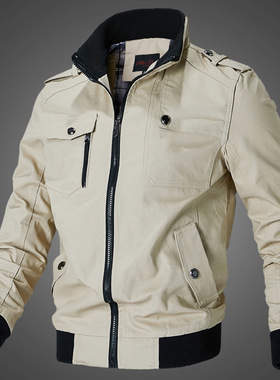 wish2021新款夹克男士外套韩版休闲男式青年立领春秋棉夹克外套潮