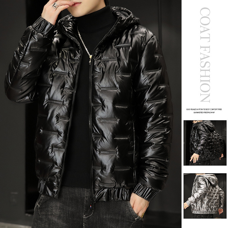 2025冬季男装新款连帽棉衣外套潮流休闲亮面短款棉袄羽绒棉服男款