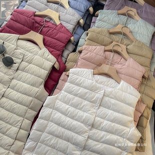 秋冬2025鸭绒内胆新款 坎肩内穿 羽绒服马甲保暖圆领背心轻薄短款