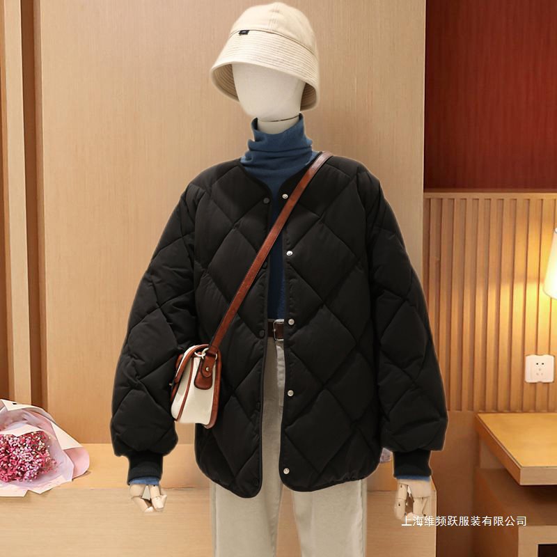菱格羽绒棉服女短款年新