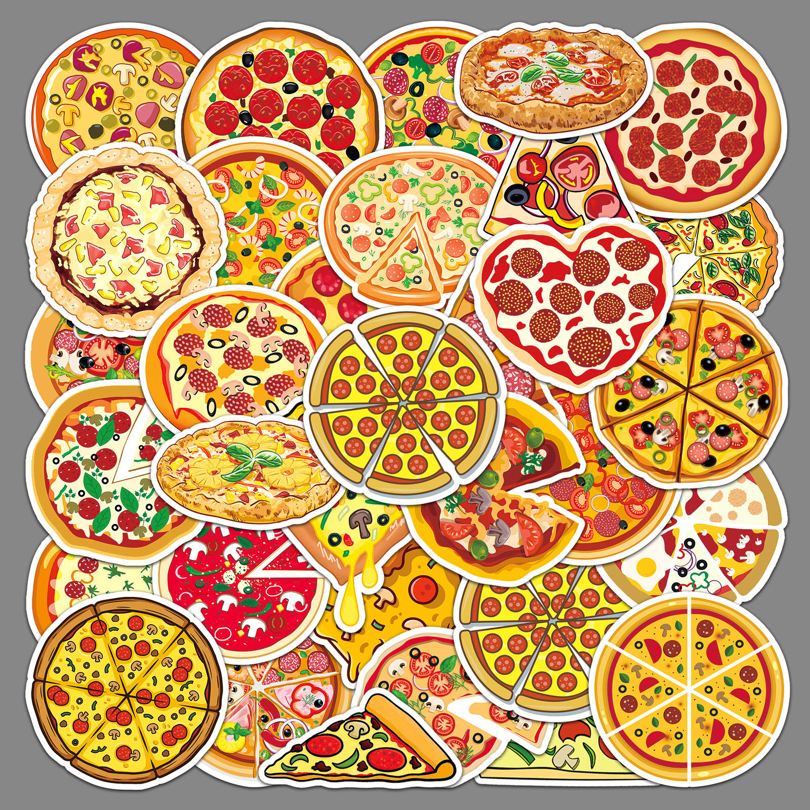 50张披萨卡通美食q版可爱涂鸦diy防水装饰笔记本旅行箱自行车贴纸