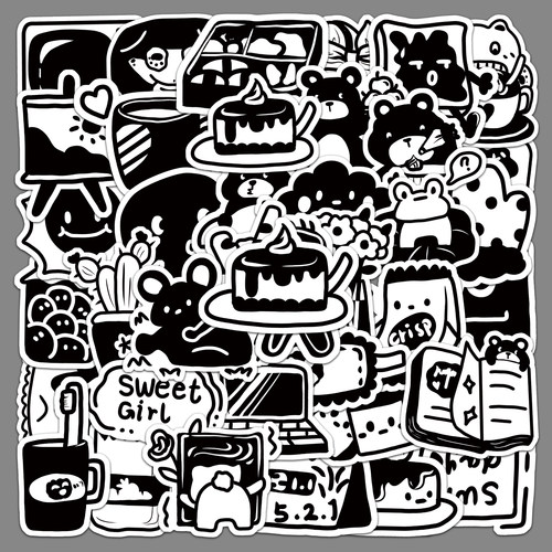 黑白创意涂鸦原创贴纸防水装饰