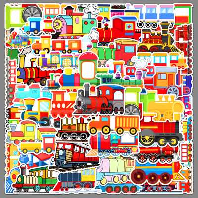 50张小火车可爱贴纸卡通创意DIY装饰手账本冰箱日记水杯防水贴画