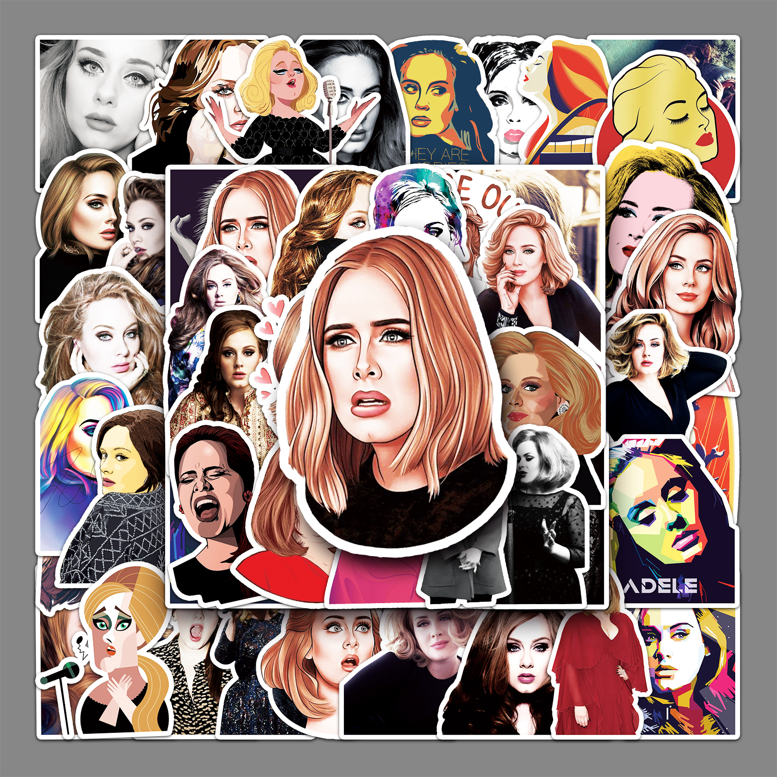 50张女明星阿黛尔涂鸦贴纸