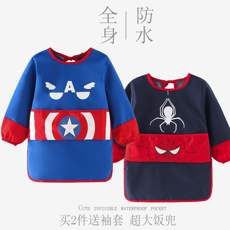 儿童长款防水反穿衣卡通蜘蛛侠