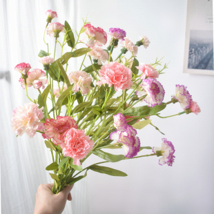 康乃馨仿真花 单支送妈妈母亲节客厅摆设假花插花装饰假话花摆件