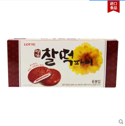 韩国进口乐天巧克力打糕派210g180g*糯米年糕Q软香甜夹心派零食品