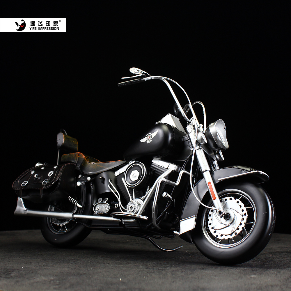逸飞印象复古摩托车模型摆件