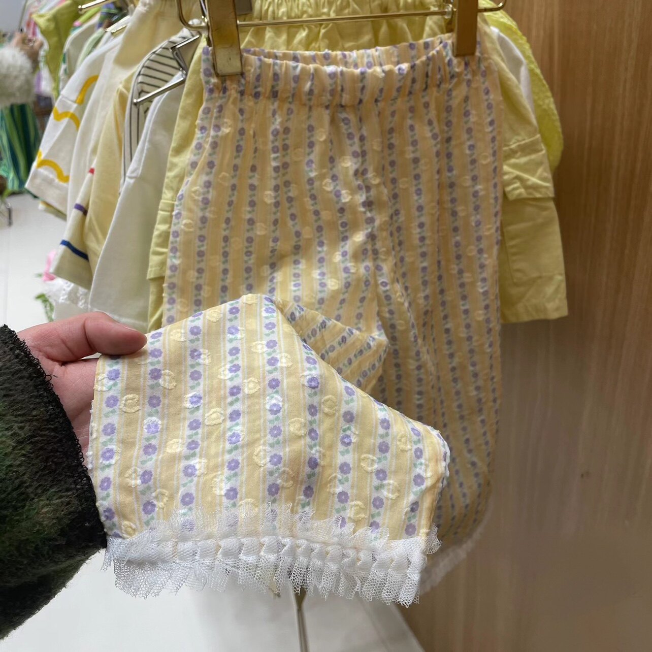 zz kids夏日新品韩国小碎花纱纱透气休闲八分裤子下装女童
