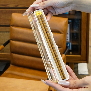 太方便~单人装鸡翅木筷子外出携带个人专用收纳盒便携盒一人筷子