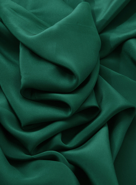 浓绿色全真丝双绉面料凉快的森林绿色真丝双绉1.4米宽幅真丝双绉
