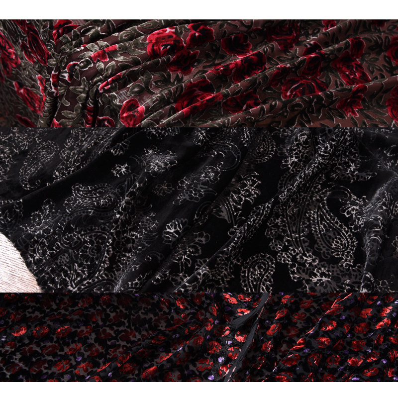 柔软烂花真丝绒面料春秋烂花真丝乔绒1.14米宽透明真丝绒95元一米