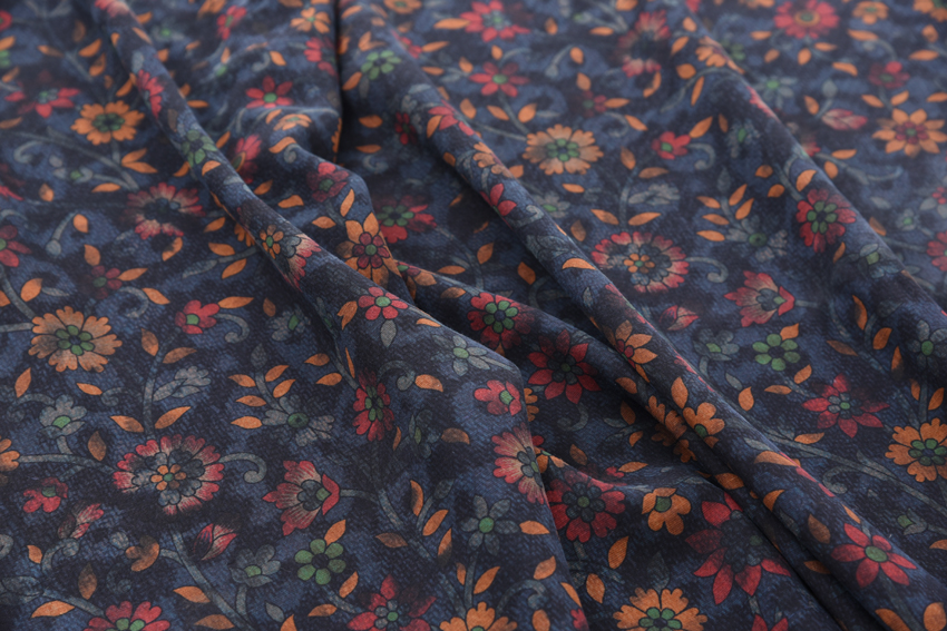 重磅真丝绢纺香云纱碎花真丝香云纱面料1.1米宽特价真丝布料