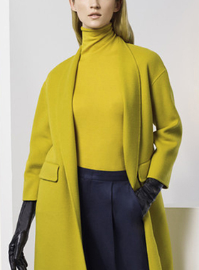 胡胡布店全毛羊绒双层羊绒双面羊绒芥黄色1.5米宽189元一米