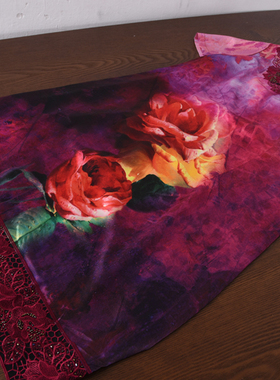 胡胡布店数码喷绘真丝连衣裙中老年真丝连衣裙 120元一条紫梦伊云