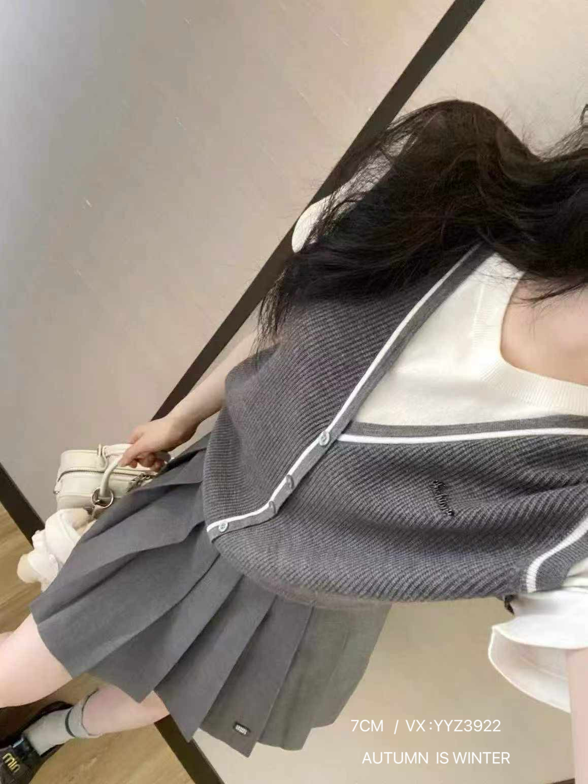 韩国货现货2025秋季新款洋气百搭显瘦假两件针织衫马夹短袖上衣女