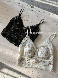 韩国货现货2026春夏新款 舒适百搭抹胸女 洋气V领蕾丝软罩杯背心式