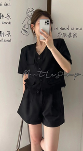 现货韩国货2026夏季新款洋气设计感短裤女高腰显瘦百搭西装套装女