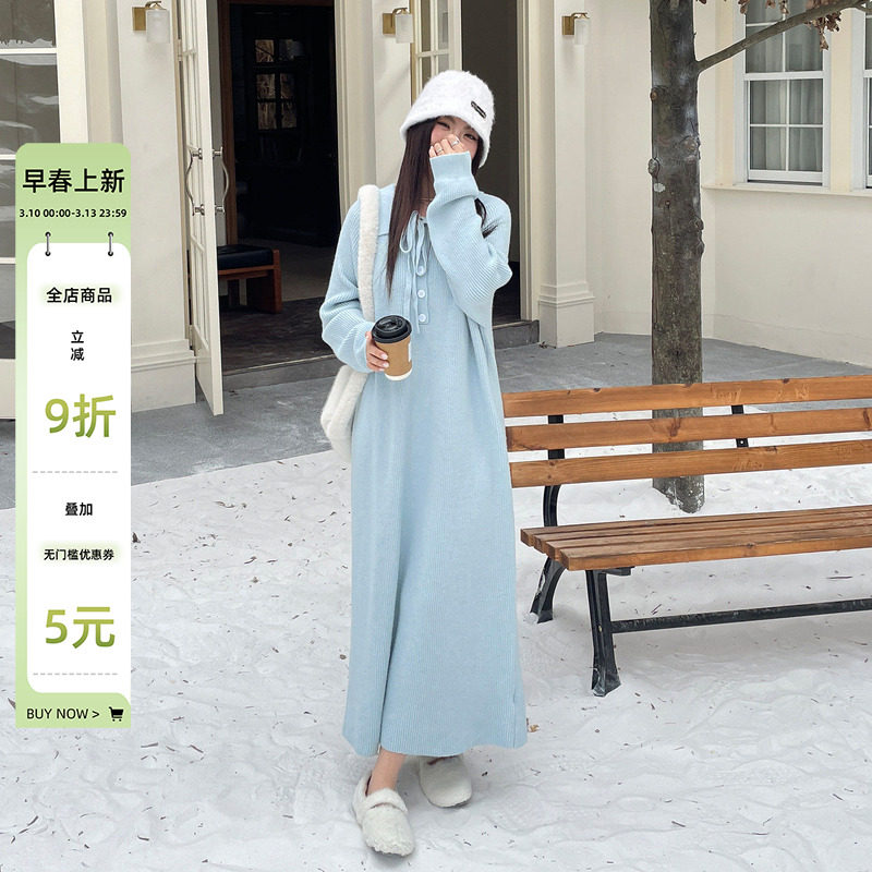 2026新款绝美巨好看的气质显瘦遮肚连衣裙大码女装胖mm针织长裙子