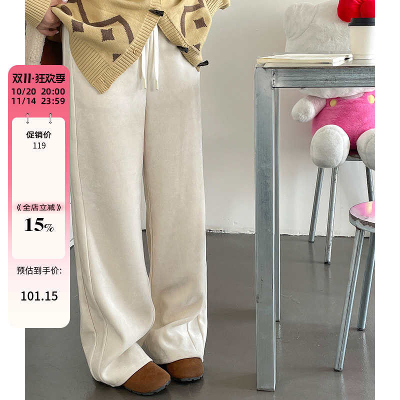 秋冬季独特版型超好看的裤子女梨型身材胖mm大码显瘦灯芯绒阔腿裤