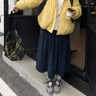 型身材遮胯显瘦灯芯绒裙 女装 大码 胖mm巨好看a字半身裙子梨秋冬季