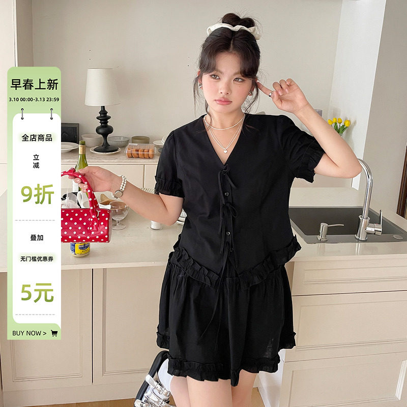大码女装2025新款夏季韩里韩气穿搭套装裙子胖mm超好看精致两件套