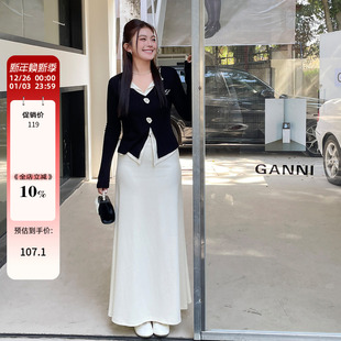 半身裙套装 胖mm超好看小香风千金冬装 韩系针织上衣两件套 女装 大码