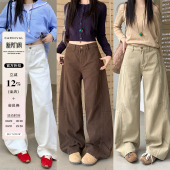 设计感直筒阔腿宽松裤 大码 女胖mm春夏季 复古拼接牛仔裤 子潮 女装