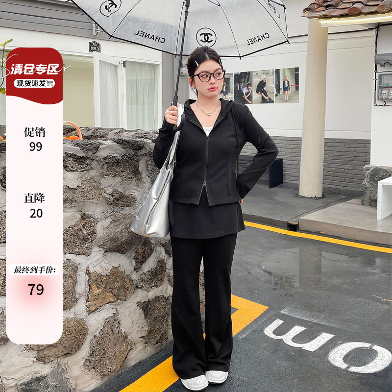 大码女装2025新款春装胖mm运动套装时尚洋气减龄显瘦遮肉两件套