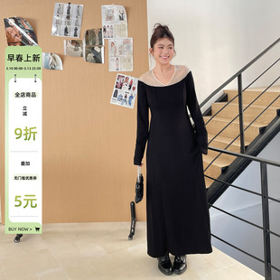 2026新款女装大方得体绝美连衣裙春款设计感丝绒烫钻巨显瘦长裙子