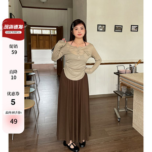 春季大码女装收腰显瘦甜辣上衣半身裙两件套胖mm赫本风高级感套装