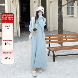 胖mm针织长裙子 女装 2025初冬绝美巨好看 气质显瘦遮肚连衣裙大码