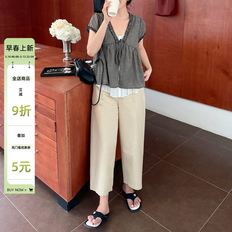 夏季女装日系慵懒松弛感裤子胖mm大码新款薄款显瘦宽松直筒休闲裤