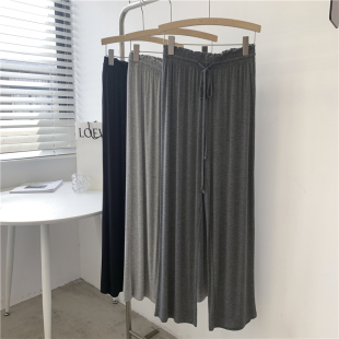 拖地裤 女显瘦浅灰色大长腿直筒裤 花苞高腰莫代尔阔腿裤 不买后悔