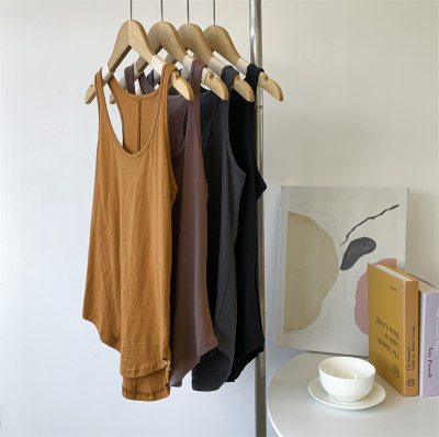 夏季慵懒百搭复古水洗纯棉背心女设计感小众上衣吊带内搭圆弧上衣