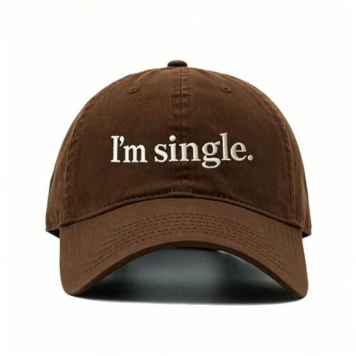 I'm single 我是单身 英文刺绣棒球帽复古软顶鸭舌帽个性小众帽子