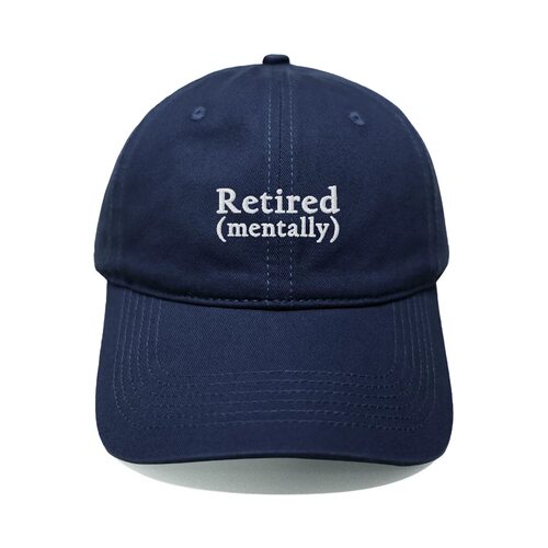 Retired mentally精神退休棒球帽软顶水洗棉鸭舌帽显脸小遮阳帽子
