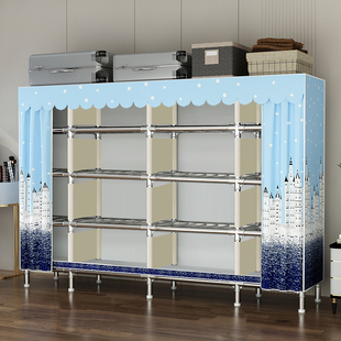 简易衣柜合金接口布衣柜全钢架耐用出租房叠衣服多层多格储物柜子