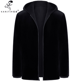 双面穿连帽山羊绒大衣尼克服进口水貂绒商务休闲外套男士 真皮皮草