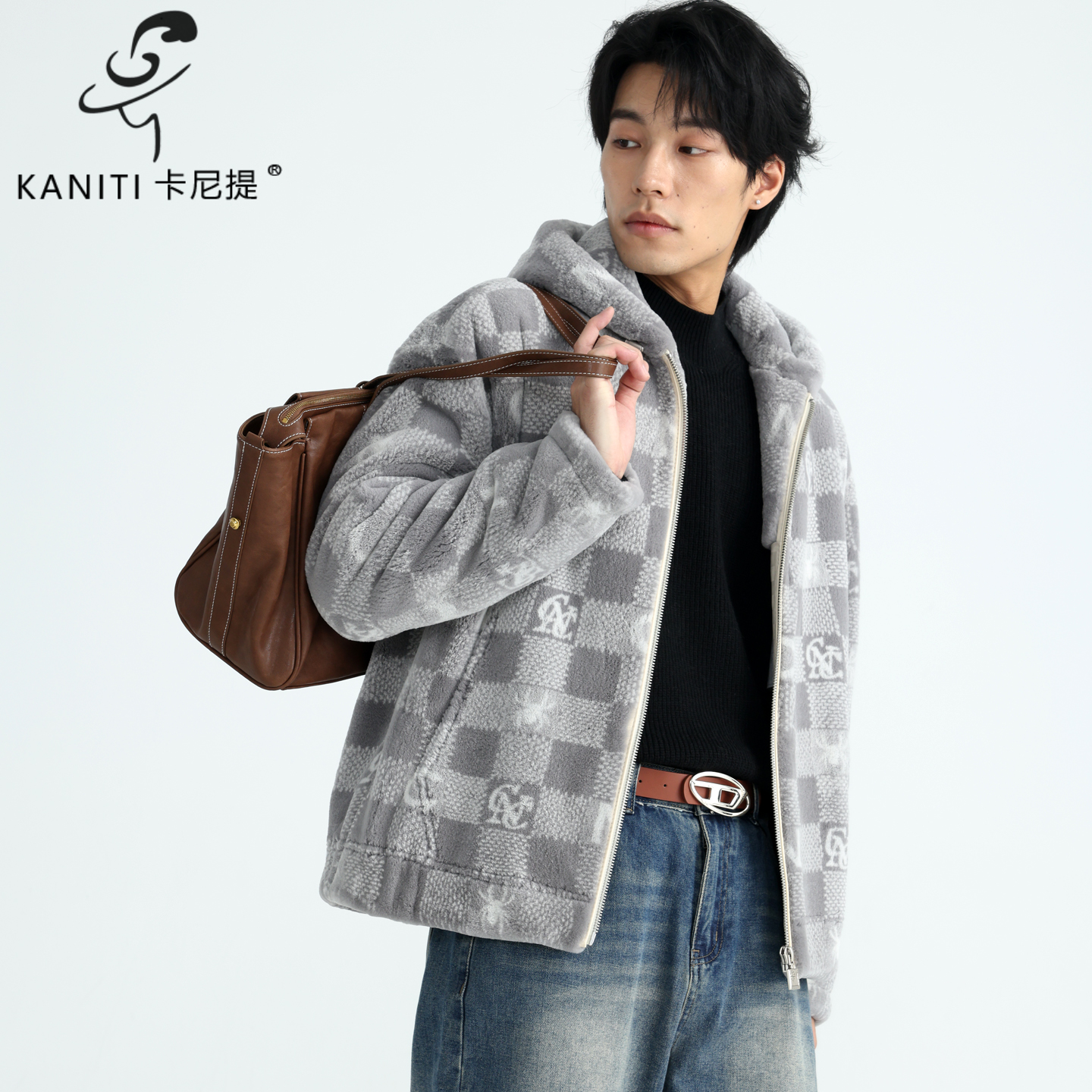 卡尼提轻薄进口水貂绒男士连帽真皮皮草貂皮毛一体休闲外套2025