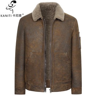 卡尼提土耳其重水洗羊皮毛一体翻领真皮皮衣厚款冬季保暖加厚外套
