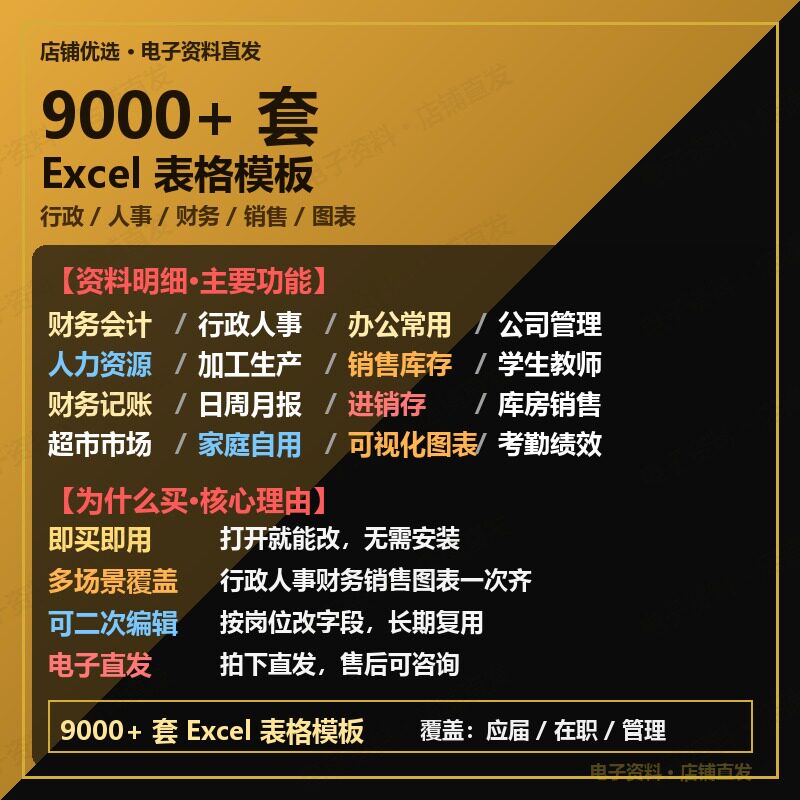 Excel表格模板9000+套含图表