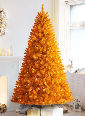 彩色圣诞节装饰品diy高级感发光网红2024新款橙色桔黄圣诞树摆件