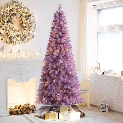 彩色耶诞节装饰品场景布置2024新款家用网红/粉/紫/黄/蓝色耶诞树