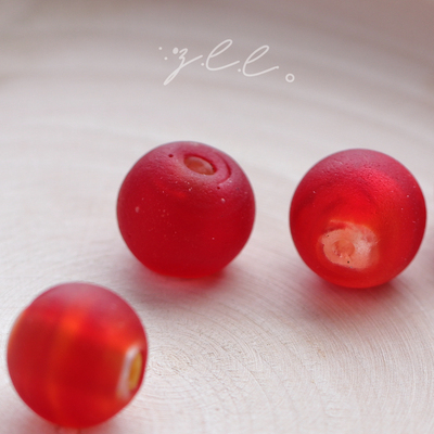 古法磨砂老琉璃散珠半透明