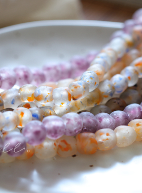 绯雾。进口手工琉璃非洲外贸磨砂半透明diy原材料大孔散珠