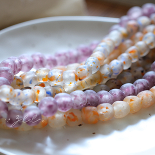 绯雾 进口手工琉璃非洲外贸磨砂半透明diy原材料大孔散珠